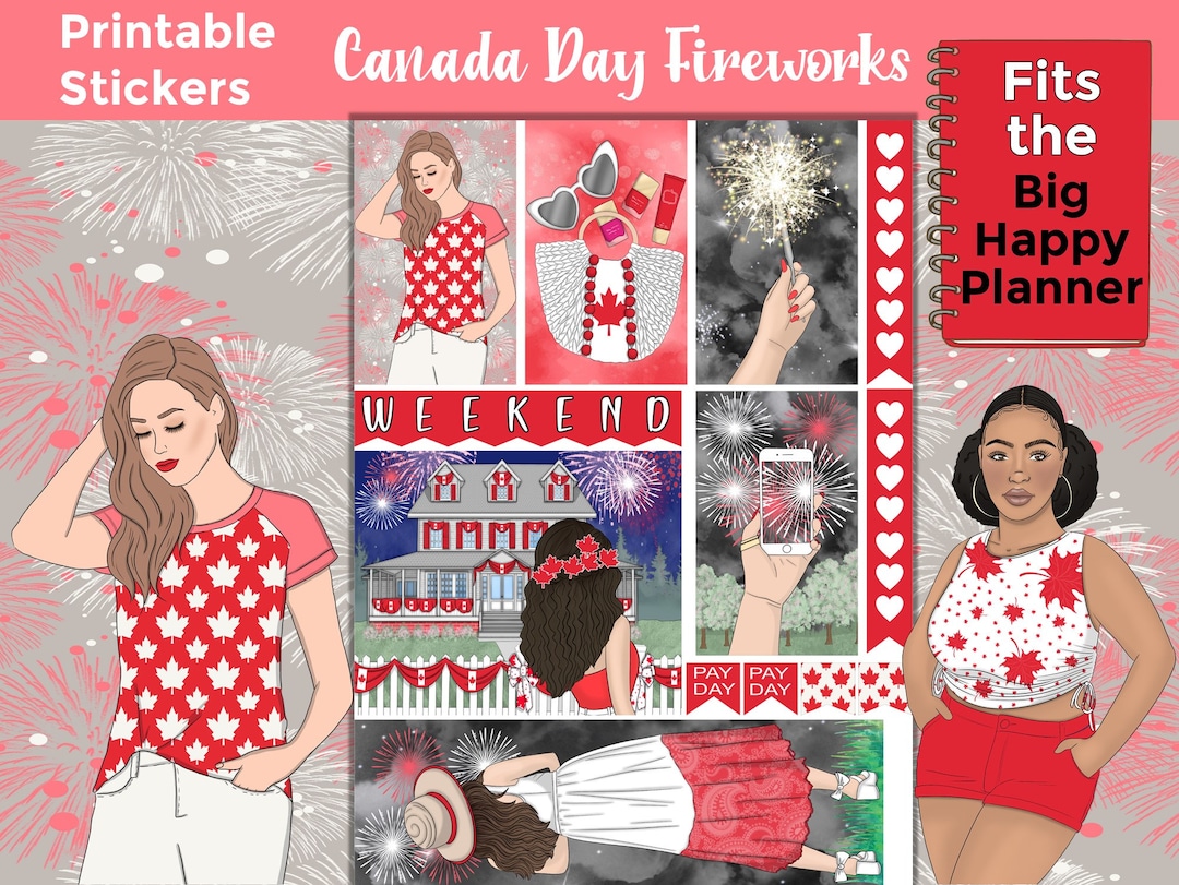 Canada Day Printable Planner Stickers Made to Fit the Big Etsy