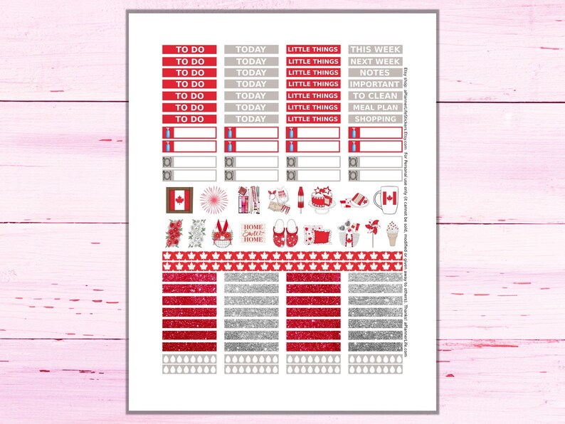 Canada Day Printable Planner Stickers Made to Fit the Classic Etsy