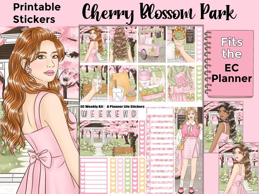 Printable Cherry Blossom Planner Stickers: Made to Fit the Erin Condren ...
