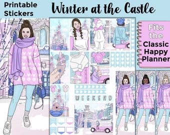 Winter Printable Planner Stickers: Made to Fit the Classic Happy Planner – Winter at the Castle