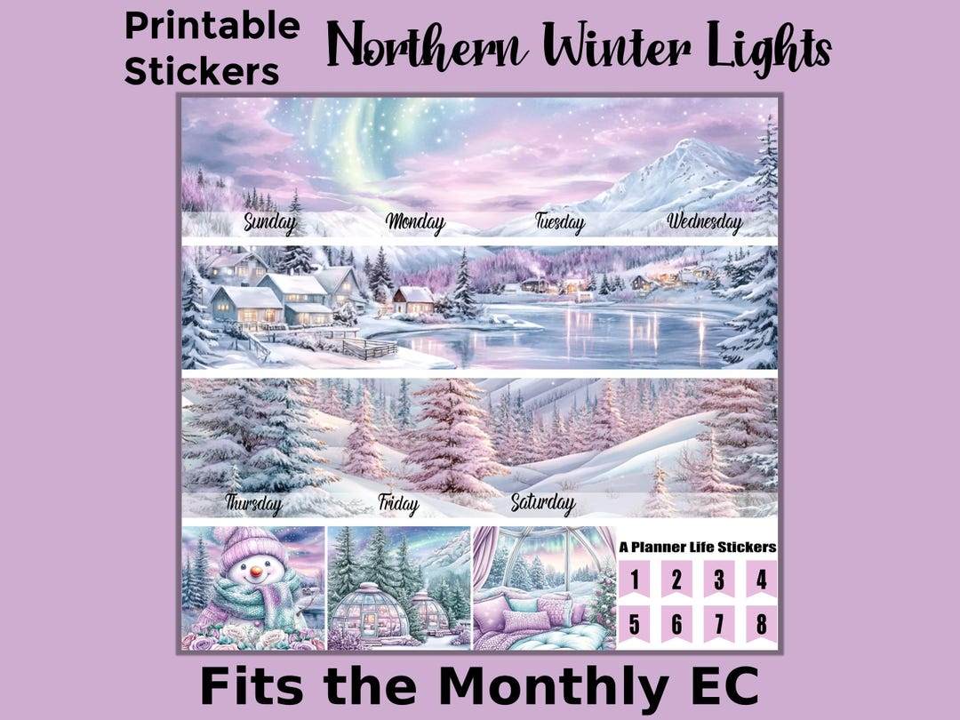Monthly Winter Printable Planner Stickers: Made to Fit the Erin Condren ...