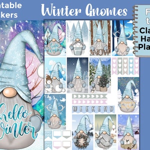 Pegatinas imprimibles del planificador de invierno: diseñadas para adaptarse al clásico planificador feliz – Gnomos de invierno