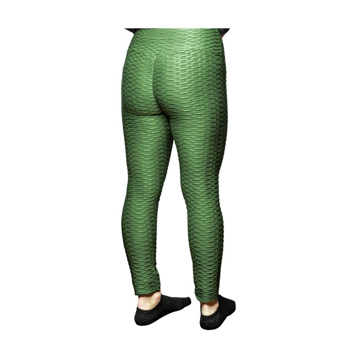 Leggings à taille haute et texturés Vert Etsy