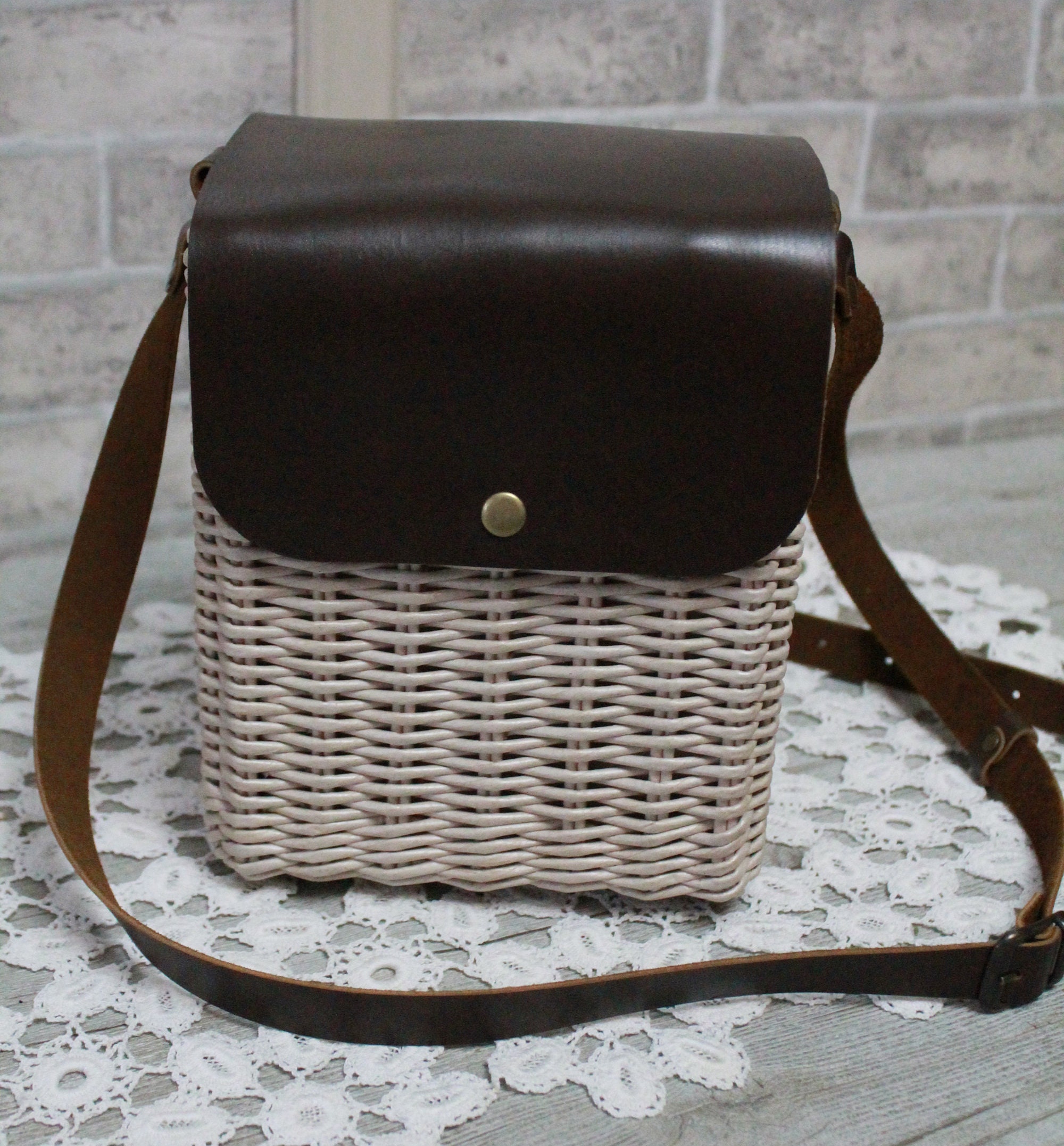 Small woven handmade crossbody basket bag with long shoulder Etsy