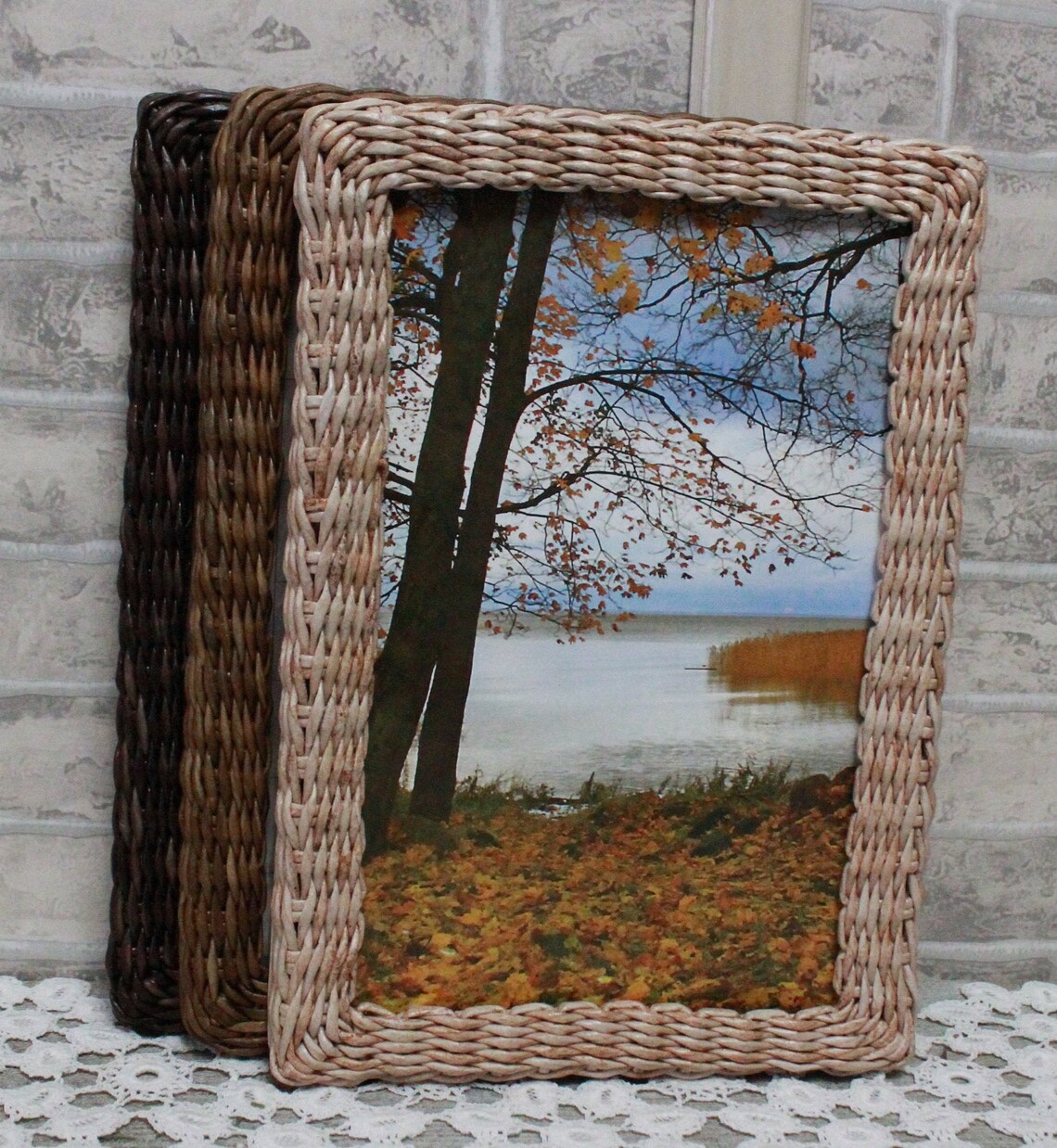 Wicker photo frame A4 made of natural material handmade.Woven Etsy