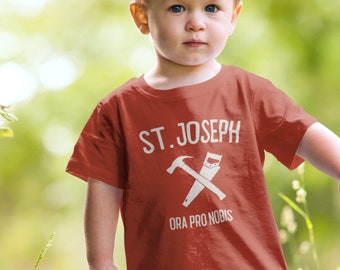 St. Joseph katoenen kindershirt, shirt katholiek heilige, katholiek kindershirt, katholiek kindershirt, cadeau Sint-Jozef, eerste heilige communie