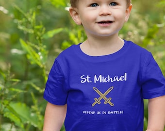 St. Michael Toddler Jersey Tee, Catholic Saints for Kids Shirt, St. Michael Gift, Catholic Children&#39;s Gift, Catholic shirt, Michael Gift