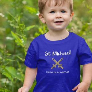 St. Michael Toddler Jersey Tee, Catholic Saints for Kids Shirt, St. Michael Gift, Catholic Children&#39;s Gift, Catholic shirt, Michael Gift