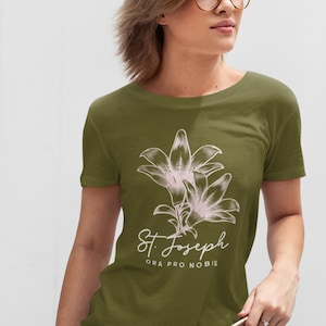 St. Joseph Women&#39;s Shirt, St. Joseph Ora Pro Nobis, St. Joseph Tee, Catholic Shirt for Women, Catholic Gift, Catholic Gift for Women