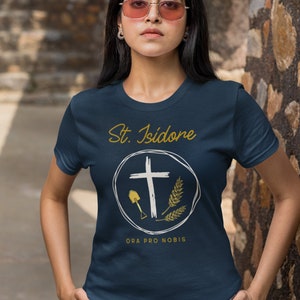 St. Isidore Catholic Women's Tee, Catholic Shirt, Catholic Woman's Tshirt, Catholic Gift for Mom