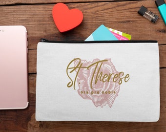 St. Therese of the Child Jesus Accessory Pouch, St. Therese Gift, Little Flower, Catholic gift for girls, Therese of Lisieux, Confirmation