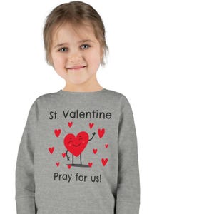 Camiseta de manga comprida para criança do Dia dos Namorados, camisa católica, camisa infantil católica, Dia dos Namorados católico, São Valentim, presente católico