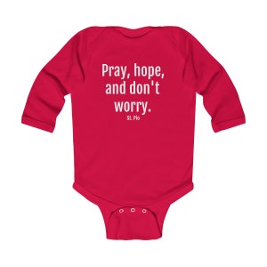Padre Pio Infant Long Sleeve Onesie, Catholic Baby Gift, Catholic Saint Gift, Baptism Gift, Godchild Gift, New Mom Gift, Catholic Mom Gift