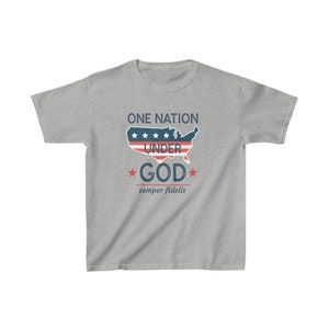 Kids Patriotic American Cotton Tee, One Nation Under God, God Bless America, Military Gift for kids, Patriotic Gift for Kids, Catholic Shirt