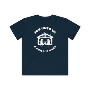 Kids Christmas Nativity Catholic Christian Fine Jersey Tee