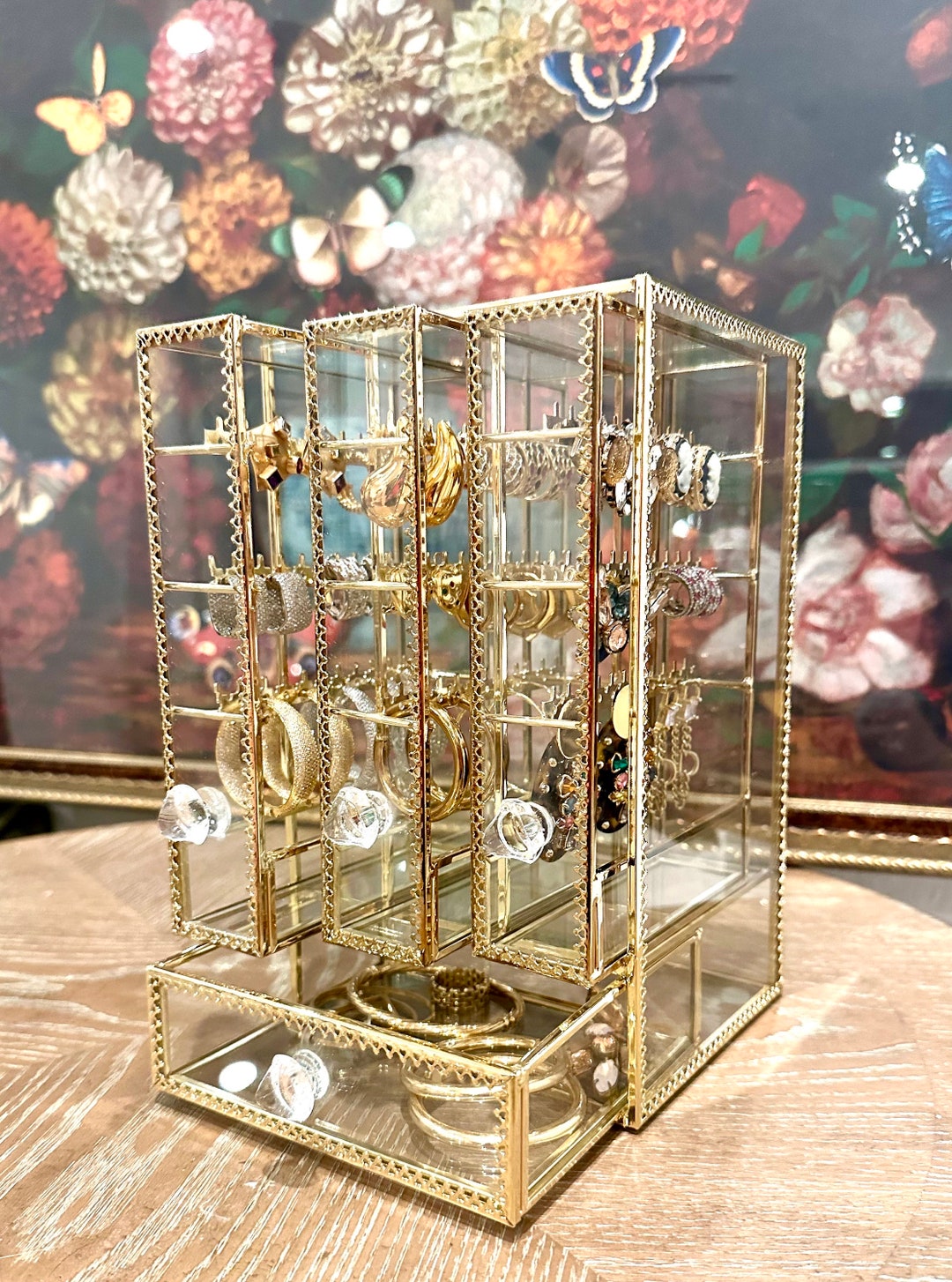 Gold Jewelry Box, Personalized Jewelry Box, Christmas Gift, Vintage