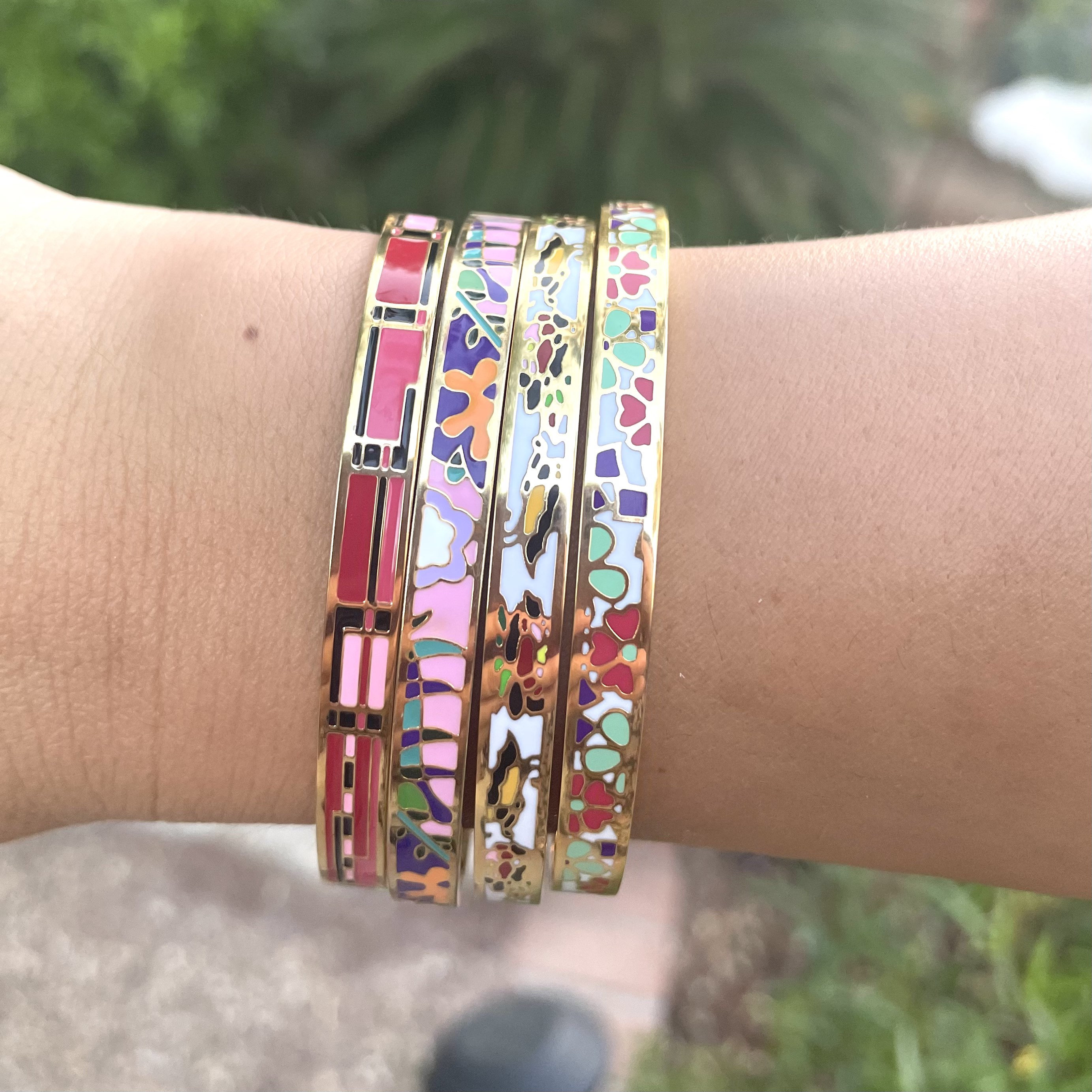 Enamel Bangles Stainless Steel Bangles Enamel Bracelets Etsy UK