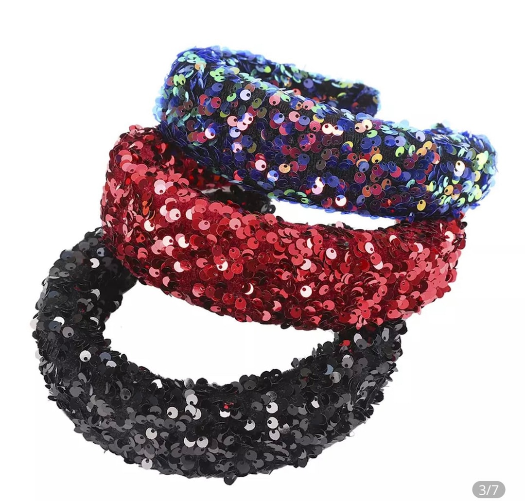 Sequins Headbands, Embellished Headband, Red Headbands, Black Headbands