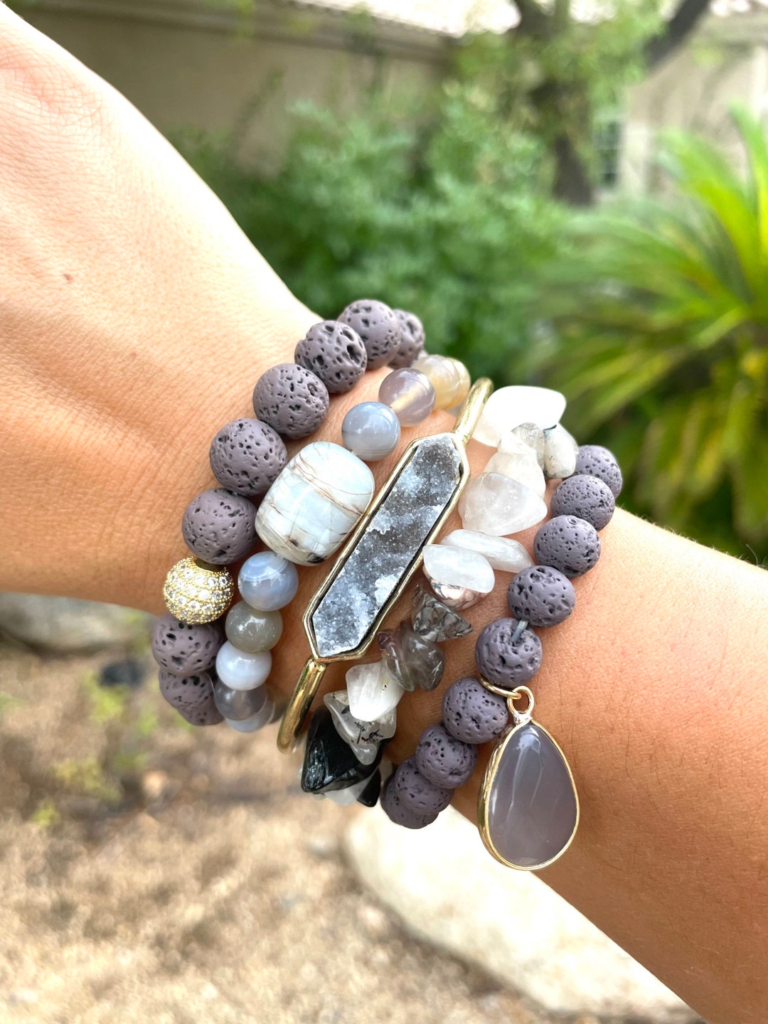 Gemstones Bracelets Set of 5 Bracelets Bracelet Set Etsy