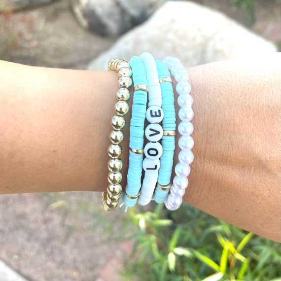 Blue Bead Bracelet 3-Stack