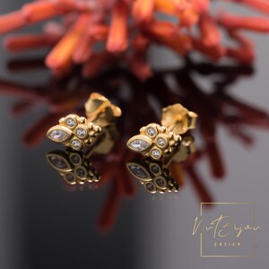 Geometric stud earrings, Tiny Cz Stud earrings,Small ,Minimalist gold plated stud earrings,Dainty earrings, Zirconia stud earring