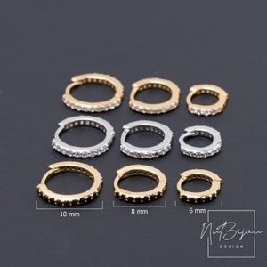 Set di 3 cerchi Huggie, orecchini Huggie, orecchini a cerchio Conch, cerchio Helix, orecchini Huggie Hoop CZ Second Hole, piccoli orecchini a cerchio