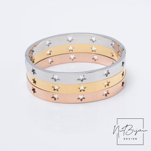 Star Bracelet, Unisex love bracelet - Gold - Silver - Gold Rose, Stainless Steel Stackable Bangle Bracelet, Statement star bracelet, Gift