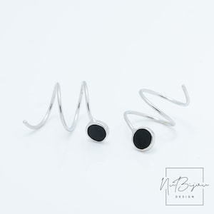 Spiral Earrings Real Silver 925, Double Ring Earrings, Girls Spiral Earrings, Minimalist Earrings, Pair of Twist Earrings, Hoop for 2 Holes