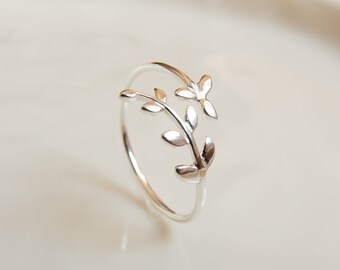Silver Leaf Ring Etsy