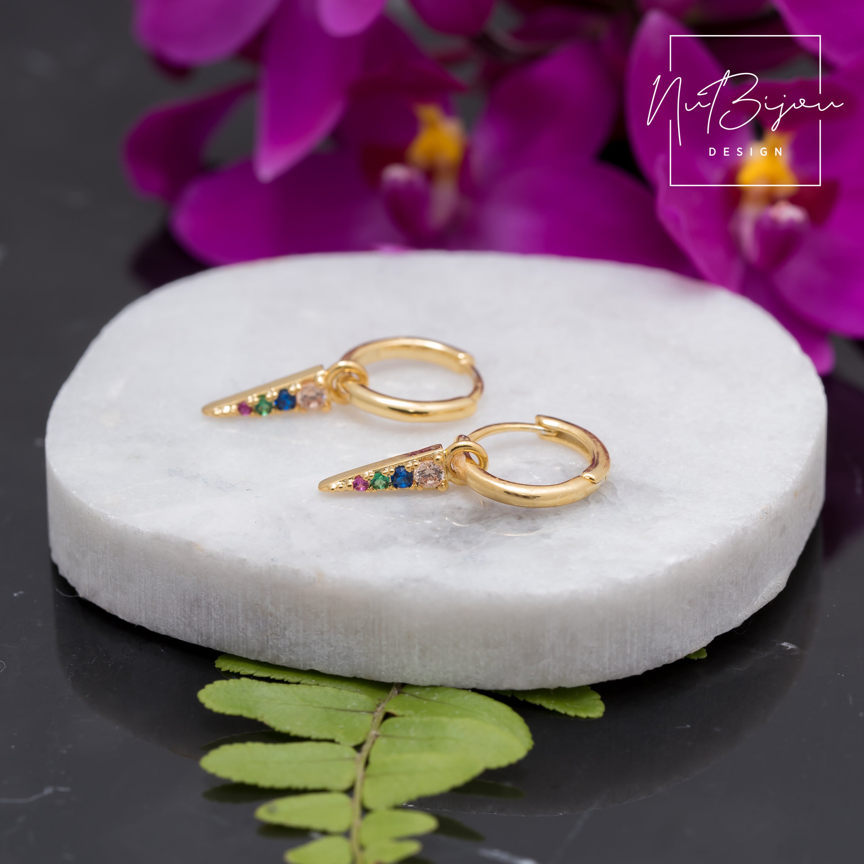 Orecchini a cerchio arcobaleno in argento sterling 925