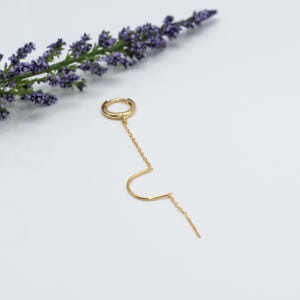 Sterling Silver Long needle earring,Fast shipping gift, Double piercing hoop earring, Two hole earrings helix, Minimalist Needle Earring