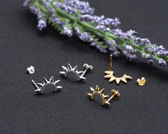 Gold Spike Stud Earrings | 925 Silver Rivet Earrings | Edgy Minimalist Gift
