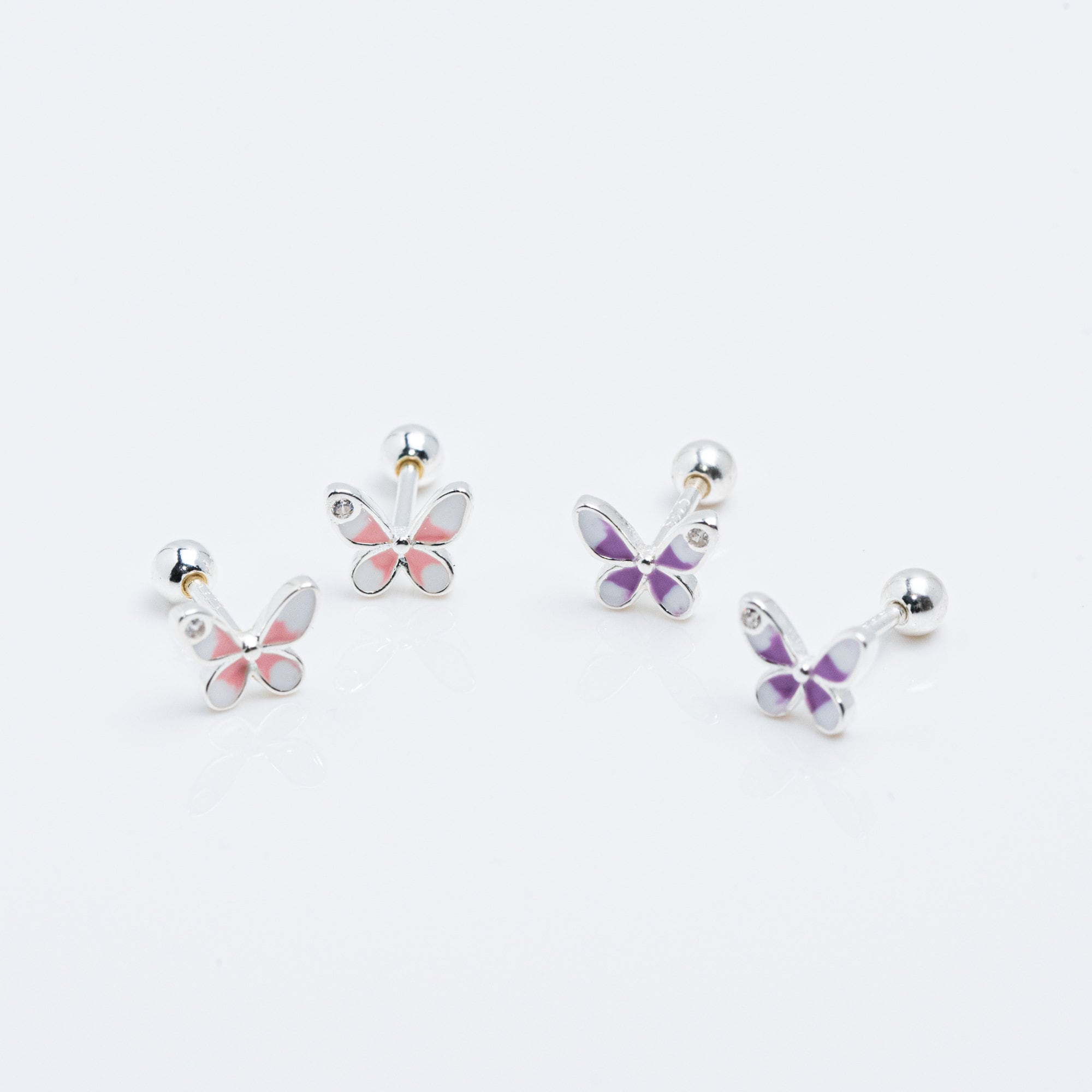 Mini Orecchini A Perno Per Cartilagine - Farfallina In Argento 925 - 18g 20g - Ipoallergenici - 2