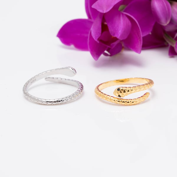 Snake ring, Dainty ring, Fast shipping gifts, Open snake ring, Silver Snake ring, Wrap ring, Gold Snake ring, Engraved ring, Adjustable ring