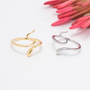 Smooth Snake ring, Silver Open Ring, Stackable Ring, Fast shipping gift, Rings for Women, Wrap silver ring, Minimalist Ring, Gold snake ring