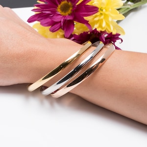 Plain Stainless Steel Bracelet, Rose Gold Unisex Bracelet, Stainless Steel Bangle, Gold bangle, Smooth Silver bracelet, Large size bangles