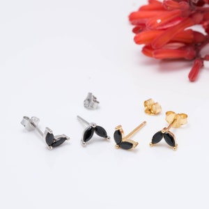 Tiny studs, Cz dainty studs, Black stone earrings, small gold earrings, delicate stud earrings, minimal gold studs, dainty gold earrings
