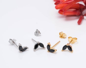 Tiny studs, Cz dainty studs, Black stone earrings, small gold earrings, delicate stud earrings, minimal gold studs, dainty gold earrings