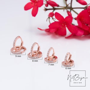 Rose Gold Huggie Creolen, Cz Ohrläppchen Hoop, Schnelles Versand Geschenk, Helix Creolen, Rose Gold Knorpel Ohrring, Hoops zweitem Loch