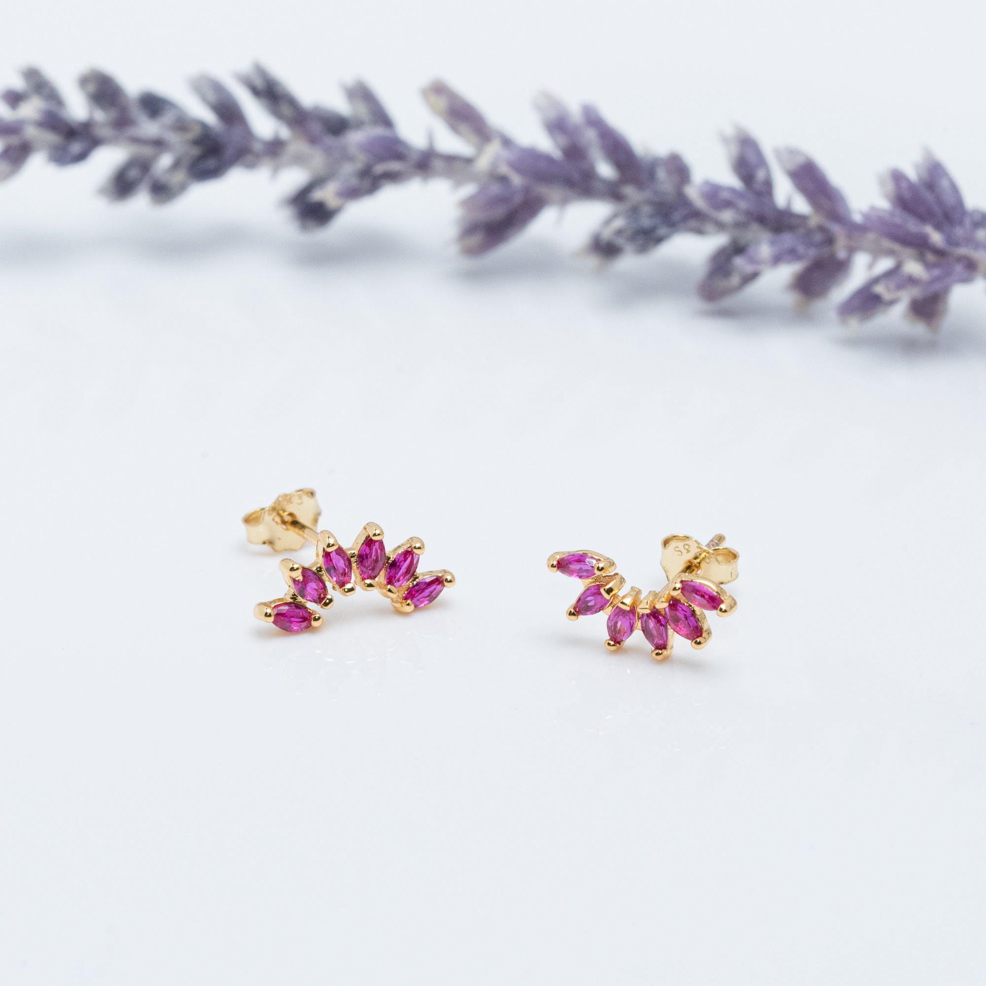 Boucles Oreilles Puce Etoile Diamant Cz rose 5mm Argent 925