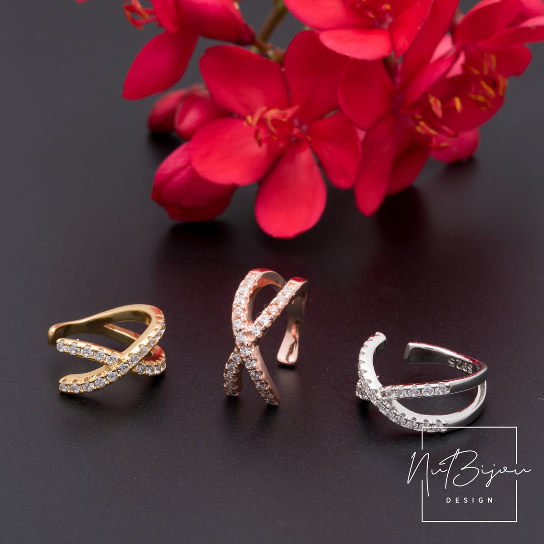 CZ Ear Cuff Sterling Silver Ear Cuff Upper Ear Cuff Fast Etsy