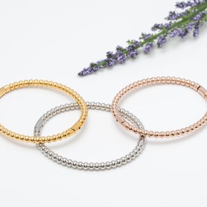 Stainless Steel Beads Bangle, Dots Love Bangle, Silver-Gold-Rose gold, Fast shipping gift, Stackable Bracelet, Ball Beaded Cuff Bracelet