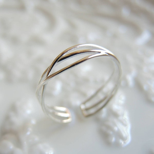 Adjustable silver ring, Criss cross silver ring, Fast shipping gift, Rings for women, Simple Ring, Sterling silver ring, hollow silver ring