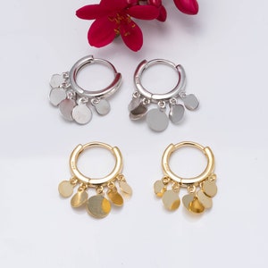 Coin charm hoop earrings, Dainty hoop earrings, Huggie earrings, Dangling charm hoop earrings, Minimalist hoops, Dainty hoops, Fashion hoops