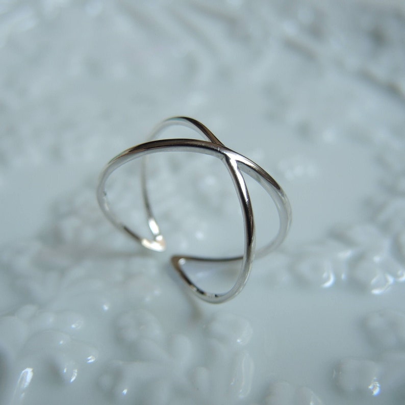 Adjust Silver Ring Criss Cross Ring Silver Cross X Ring Etsy