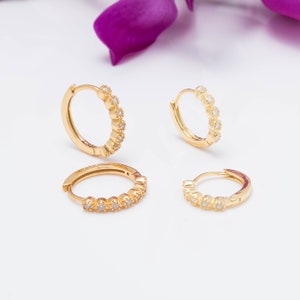 Clearance Gold Huggie Hoop Earrings, Fast Shipping gift, Round hoop earrings, Cz Huggie earrings, Gold Conch hoop earring,Sale Earrings