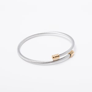 Pulsera de cable de acero inoxidable, pulsera unisex de cable, brazalete de acero inoxidable, brazalete de cable abierto, brazalete de cable trenzado