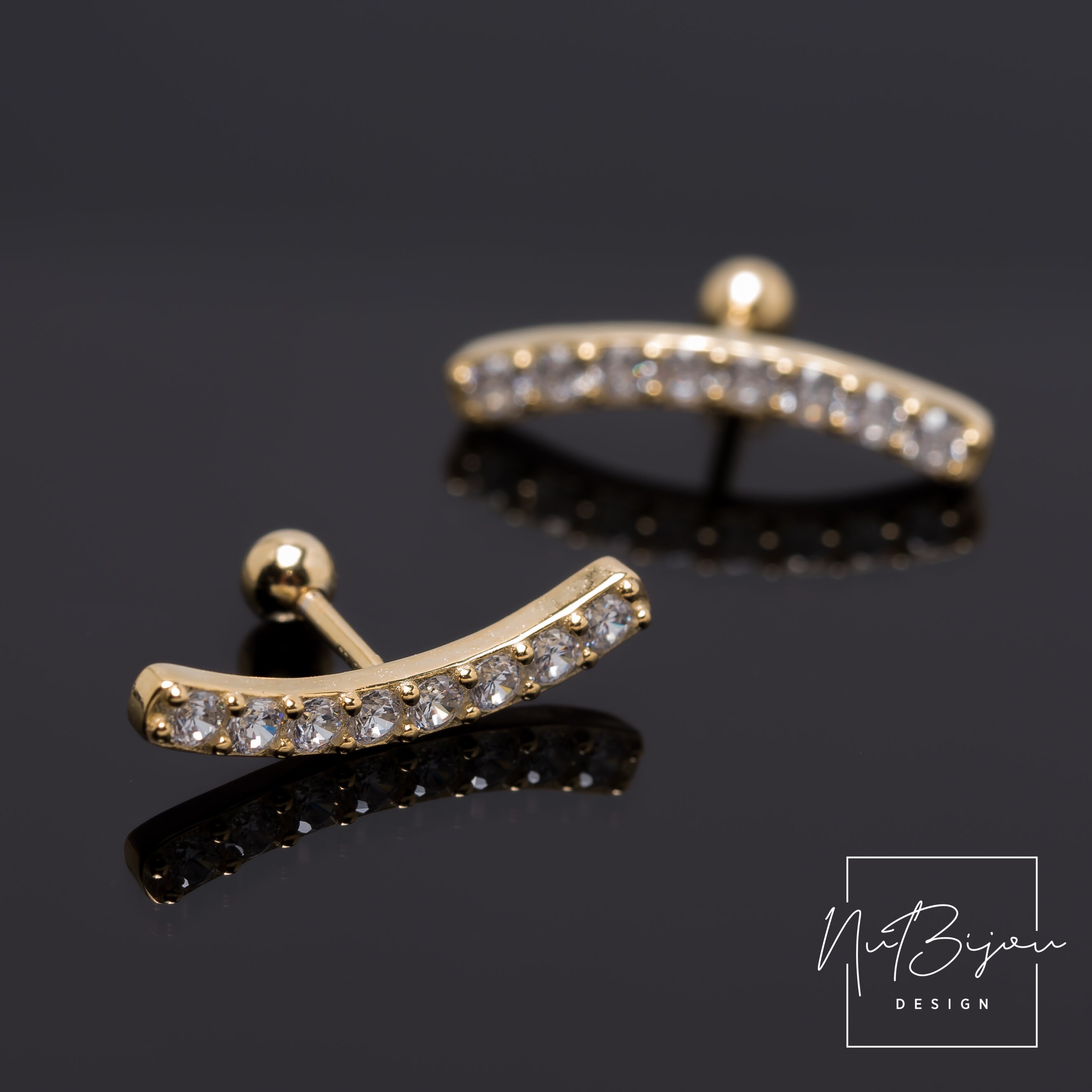 Oecchino Di Cartilagine Fiore Di Marquise In Oro Massiccio 14K Con Elica Floreal