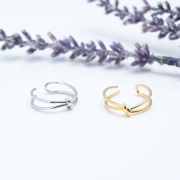 Adjustable Ring, Silver Knot Ring, Open Ring Band, Love Knot Ring, Thumb Ring, Boho Ring, Stack Ring, Minimalist Ring, Rings for Women