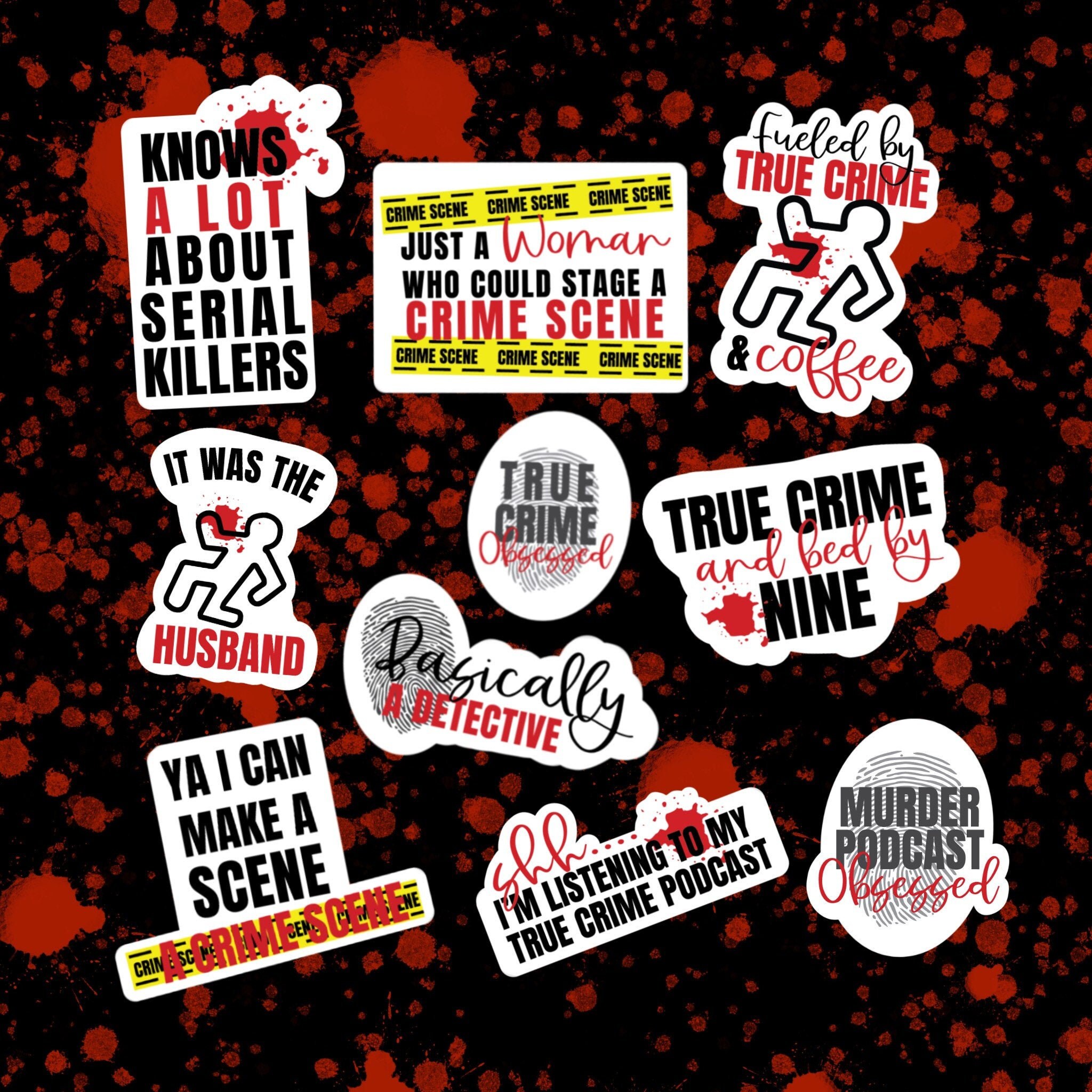 True Crime Stickers Crime Stickers Serial Killer stickers Etsy